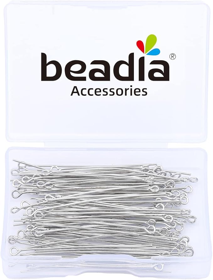 Platinum Plated Open Eye Pins Non Tarnish 50mm 100pcs for Jewelry Making Findings