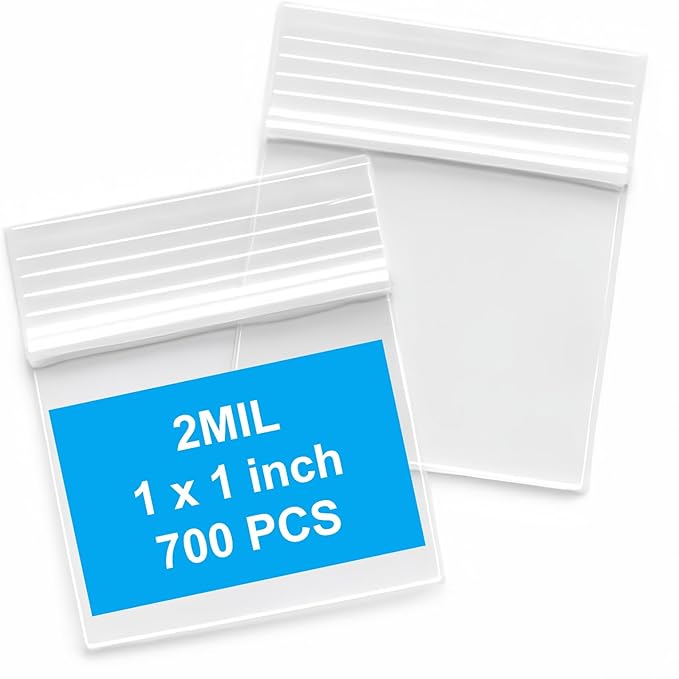 700pcs 1 x 1 inch Small Plastic Bags, 2 mil Thick, Zip Bag, Mini Clear Jewelry Bags, Baggies with Resealable Zip Bag for Small Business, Daily Vitamin, Jewelry, Candy