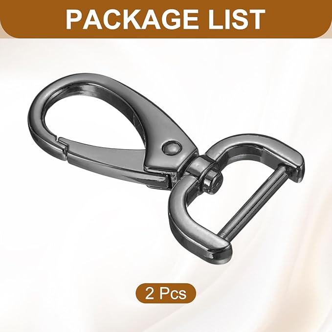 HARFINGTON 2Pcs Detachable Snap Hook Swivel Clasp 3/4" D Ring with Swivel Lobster Claw Clasps Hook for Purse Strap Keychain Bag DIY Craft, Gunmetal