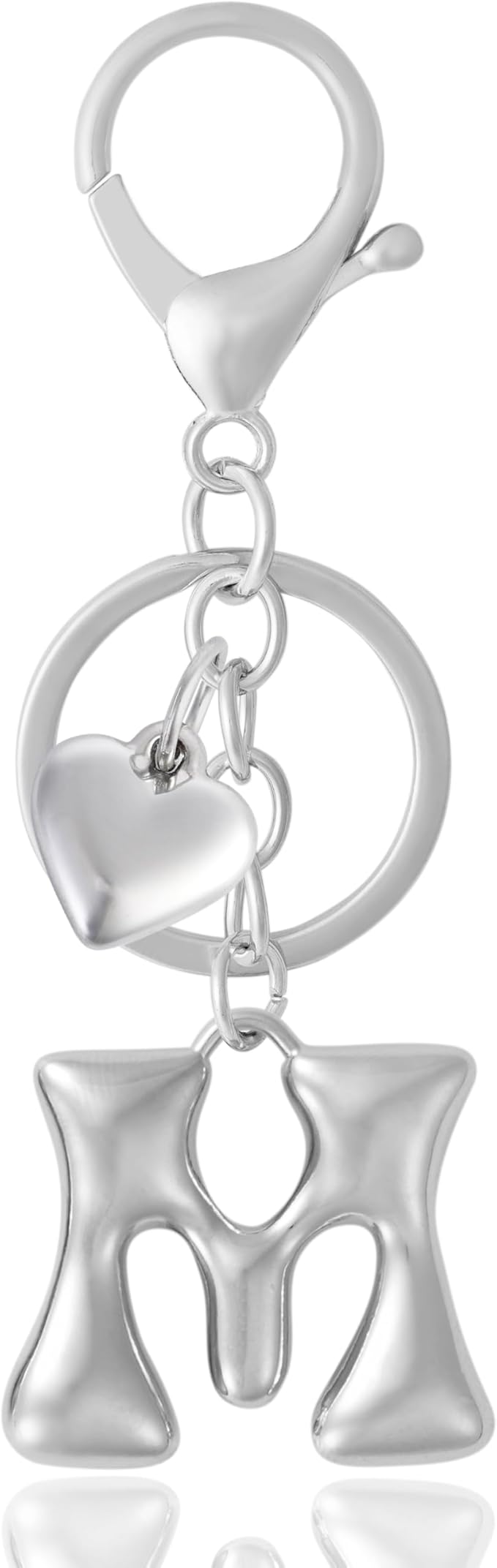 Heart Bubble Letter Keychain for Women, Girls - Cute Keychain with Initial - Alphabet Keychain for Bag Charm, Handbag