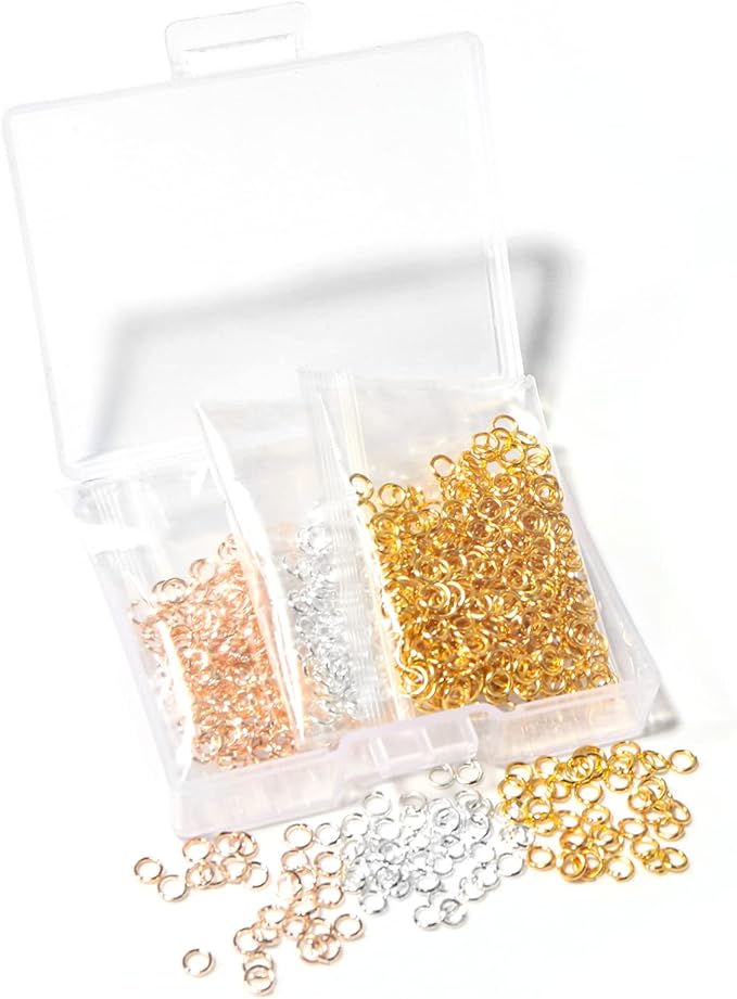 1000 Pcs 3mm Open Jump Rings Silver, Gold and Rose Gold Plated Jump Ring for Jewelry Making Iron Made Single Rings Bulk for DIY Craft Earring Necklace Bracelet Pendant Choker Jewelry Making Findings