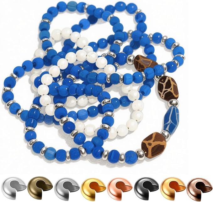 800 Pieces Crimp Bead Covers for Jewelry Making, 4mm Open Half Round Crimp Bead Knot Cover Small Beads for Jewelry Craft DIY（8 Colors）