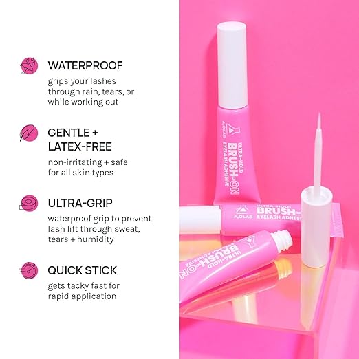 A2O Lab Ultra-Hold Brush-On Eyelash Adhesive, Clear, Waterproof, Latex-Free (3)