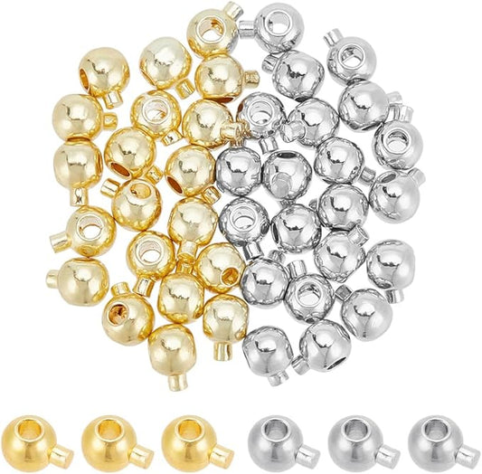 arricraft 40 Pcs 2 Colors Brass Beads, Loose Spacer Beads Metal Irregular Shape Crimp Charms Accessories for Bracelet Necklace Jewelry Making, Platinum/Golden