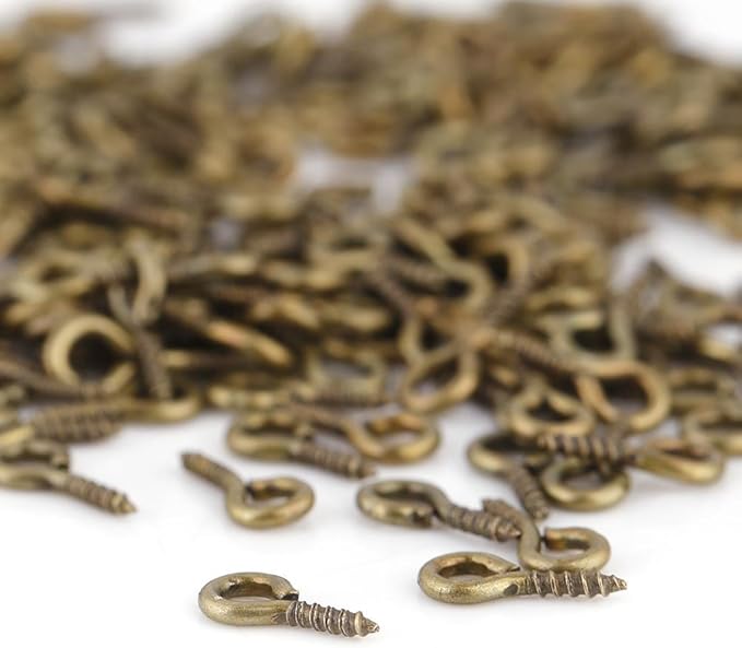 Pack of 200 Mini Eye Pins Hooks Eyelets Screw Hooks Threaded Bails Findings for Jewelry Pendant Making(Bronze)