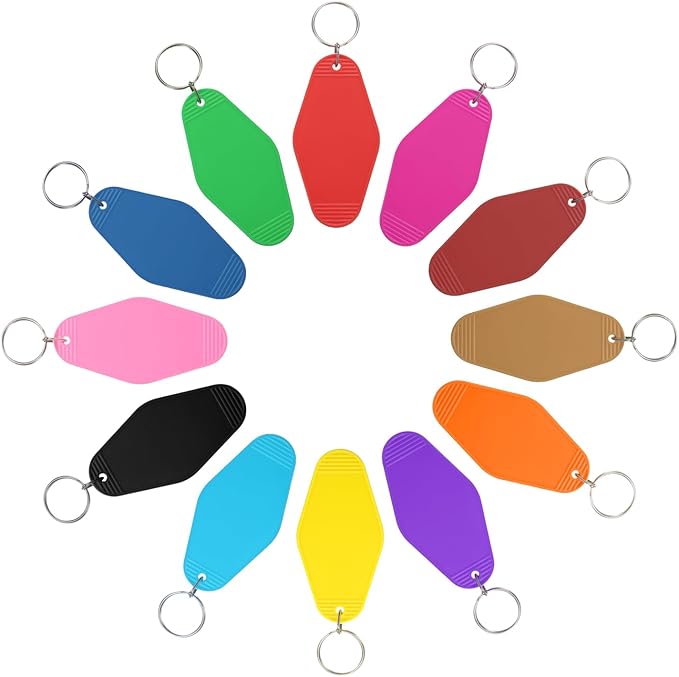 uxcell 40pcs Hotel Keychains Blank Vintage Plastic Rhombus Motel Keychains Hotel Key Tags Rings for DIY Luggage Labels