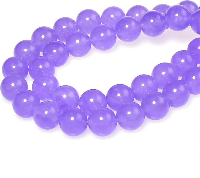 MJDCB Stone Beads 8mm 43pcs Round Lavender Purple Jade Loose Gemstone Bead Charms for Jewelry Making Bracelet Necklace Earring Pendant