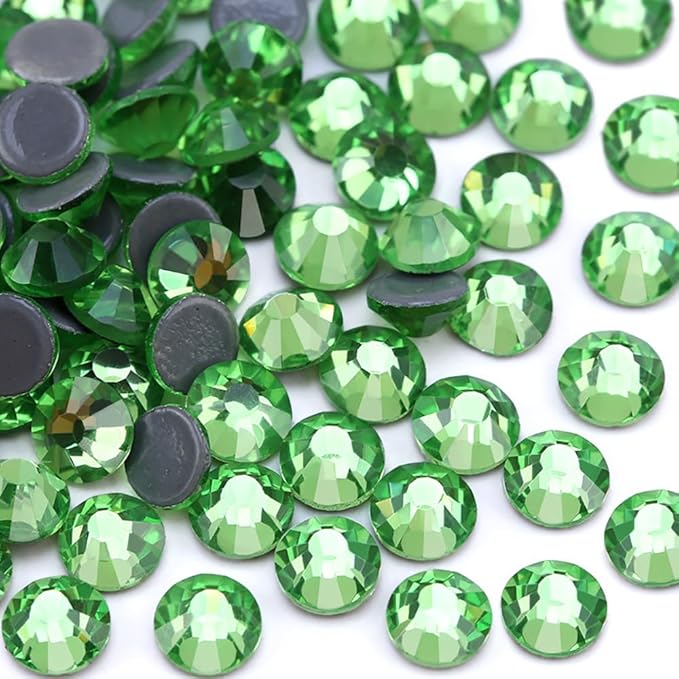 1440pcs Hotfix Rhinestones Flatback Crystal Rhinestones for Crafts Crafting Clothes Shoes DIY Decorations, 3.2mm SS12, Light Green
