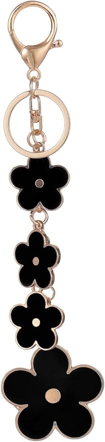 Women's Flower Bag Charms Enameled Keychain Purse Accessories