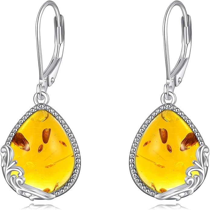 POPLYKE Celtic Filigree Teardrop Drop Dangle Earrings Sterling Silver Leverback Earrings Jewelry for Women