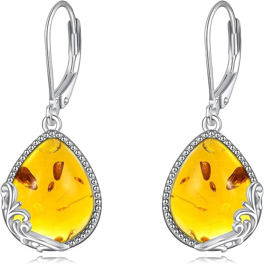 POPLYKE Celtic Filigree Teardrop Drop Dangle Earrings Sterling Silver Leverback Earrings Jewelry for Women