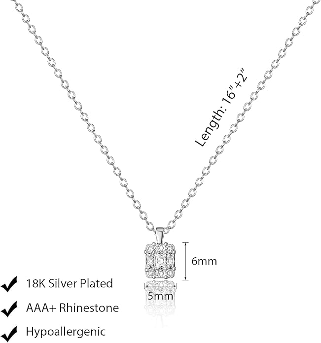 Luxval Diamond Pendant Gold Necklace for Women，Dainty 18k Gold Plated Choker Necklaces Simple Gold Jewelry Gifts for Women Girls