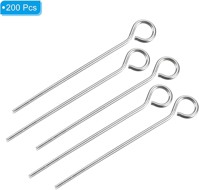 PATIKIL 200Pcs 304 Stainless Steel Jewelry Eye Pins 25mm 22 Gauge Silver Open Eye Pins for Jewelry Making DIY Craft Necklaces Bracelets Earrings