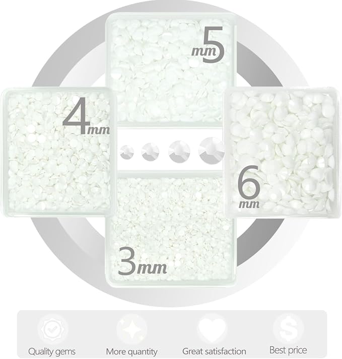 Pure White Resin Rhinestones w B7000 Jewelry Glue for Bedazzling Crafting 3mm 4mm 5mm 6mm Flatback Jelly Stones Bulk SS10 SS16 SS20 SS30 Diamonds Gems for Nails Face Makeup Tumblers DIY Crafts