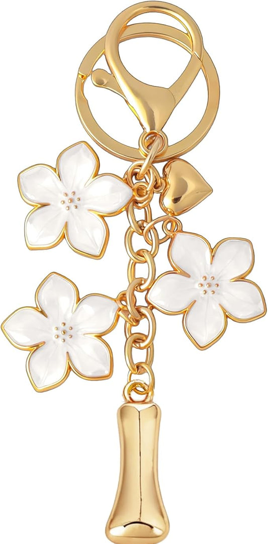 Snycler Bubble Initial Keychain Graceful Flower for bags car remote–A-Z Letter Charms for Women