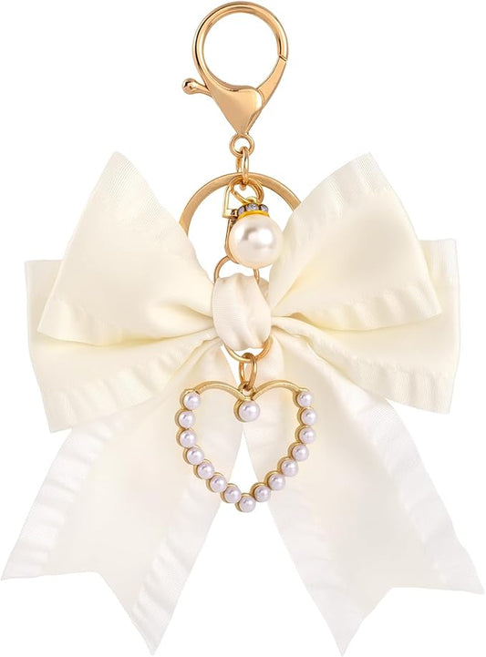 Joez Wonderful Bow Keychains, Coquette Pearl Bookbag Charms, Cute Bow Accessories for Wistlet, Purse, Car Keys