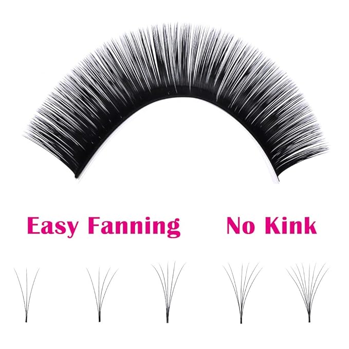 Mega Volume Lash Extensions 0.03-0.10mm C D CC DD L Curl 8-30mm Length Easy Fan Volume Lashes Self Fanning Eyelash Extensions 2D-20D (0.03-CC, 9-17mm Mix)