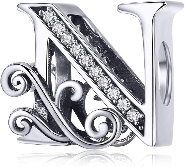 925 Sterling Silver Letter Charms for Pandora Bracelets Alphabet Initial Charms Beads Birthday Christmas Jewelry Gift for Women