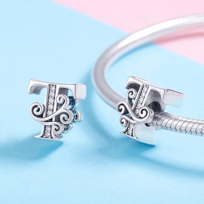 925 Sterling Silver Letter Charms for Pandora Bracelets Alphabet Initial Charms Beads Birthday Christmas Jewelry Gift for Women