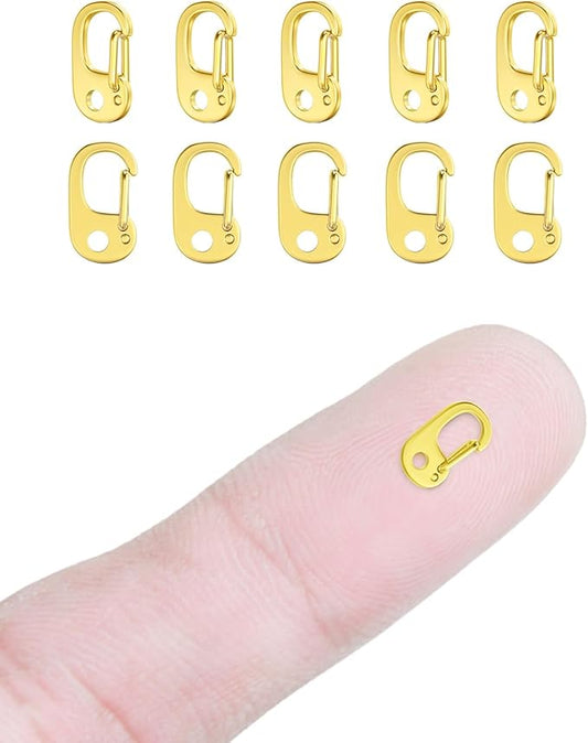 10Pcs Oval Clasp Carabiner Necklace Clasps and Closures Spring Ring Pearl Necklace Enhancer Connector for Jewelry Finding Necklace Bracelet Making