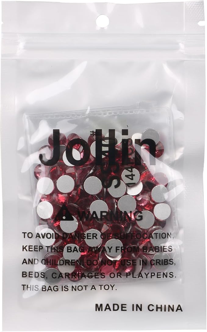 Jollin Glue Fix Crystal Flatback Rhinestones Glass Diamantes Gems for Nail Art Crafts Decorations Clothes Shoes(ss40 144pcs, Rose)