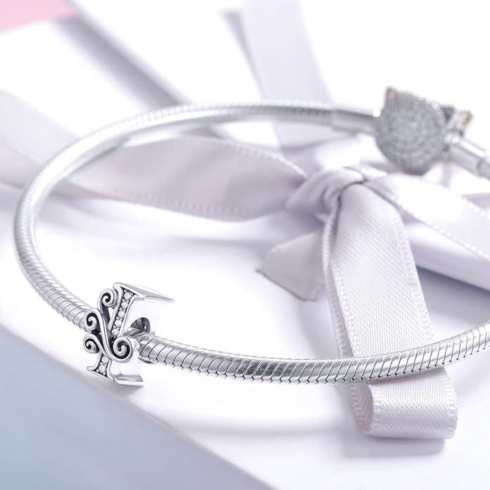 925 Sterling Silver Letter Charms for Pandora Bracelets Alphabet Initial Charms Beads Birthday Christmas Jewelry Gift for Women