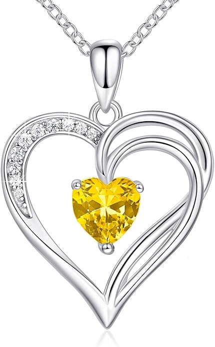 AM ANNIS MUNN 925 Sterling Silver Heart Necklace for Women Birthstone Necklace Silver Jewelry for Womens Jewelry Gifts for Women Her Mom