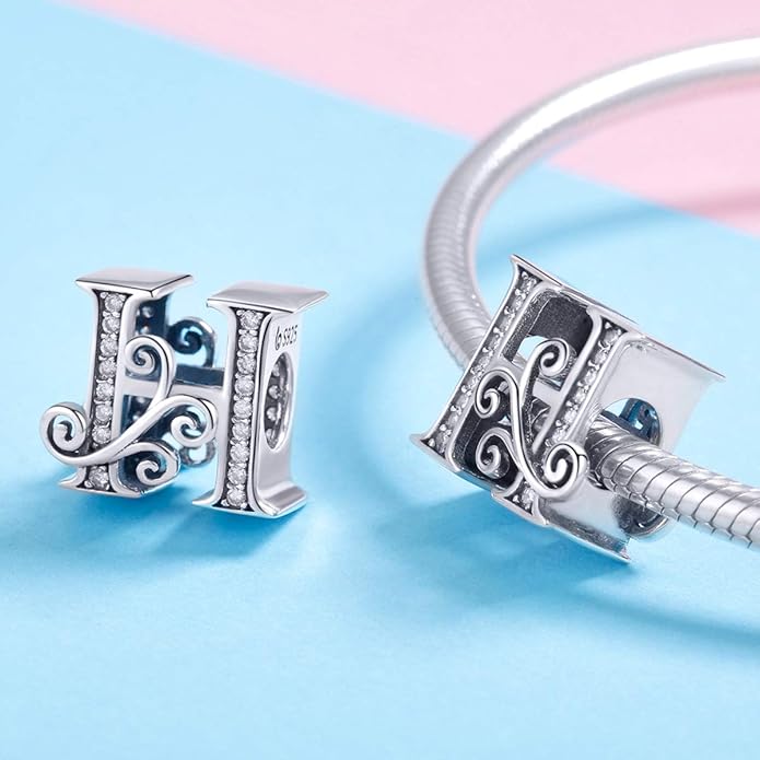 925 Sterling Silver Letter Charms for Pandora Bracelets Alphabet Initial Charms Beads Birthday Christmas Jewelry Gift for Women