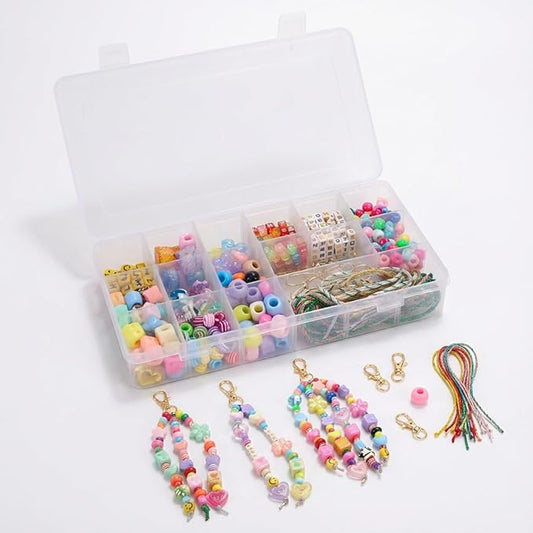 PinEther DIY Bag Charm Kit & Keychain Making Kit, 421 PCS Bead & Charm Set with A–Z Letter Beads, Strings & Clasps, Beaded Bag Charm Kit for Women & Adults, DIY Accessories, Gift Ready