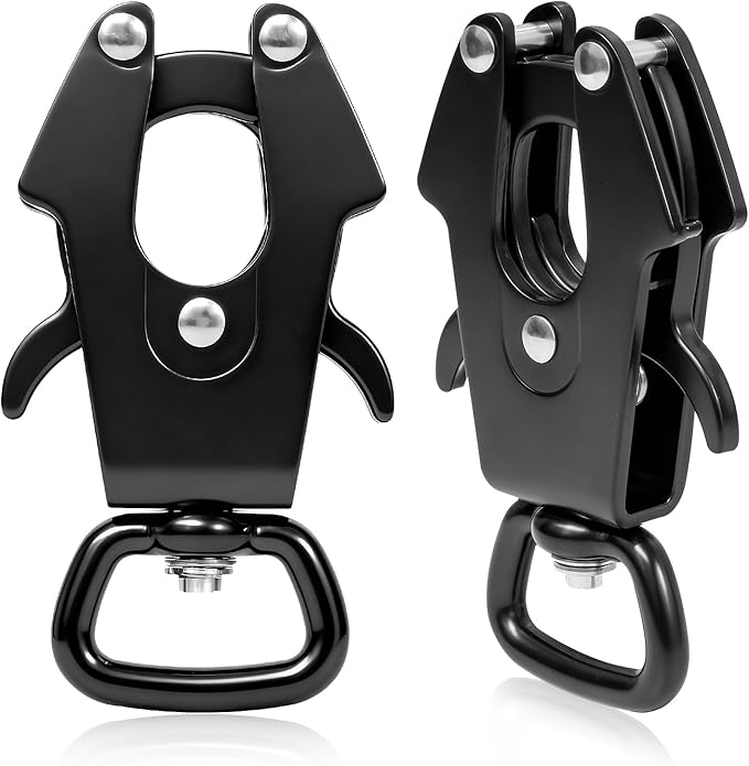 2 Pcs Frog Clip Dog Leash Buckle for Linking Pet Collar Supplies 360 Degree Swivel Heavy-Duty Quick Release Clasp Keychain Tactical (Small (Square))