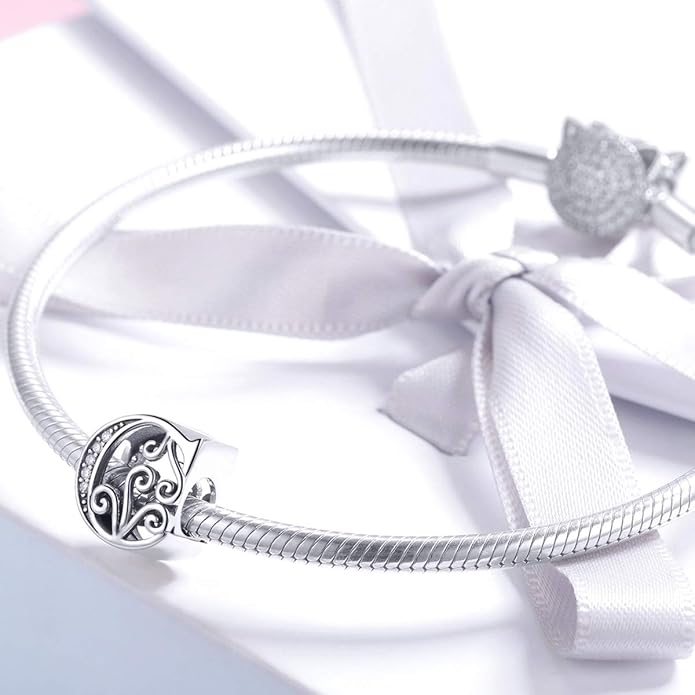 925 Sterling Silver Letter Charms for Pandora Bracelets Alphabet Initial Charms Beads Birthday Christmas Jewelry Gift for Women