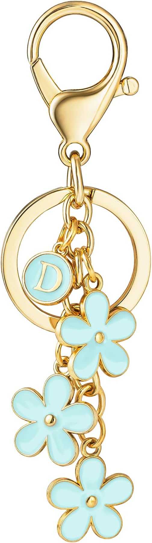 SELOVO Initial Keychain White/Pink/Black Cute Keychain Girl Purse Charms for Handbag Cute Letter Flower Keyring for Backpack