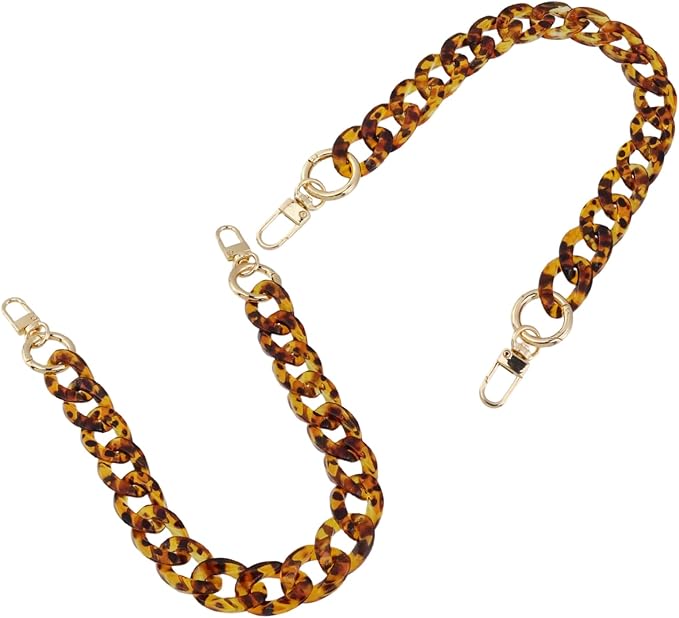 Acrylic Fishbone Leopard Print Purse Clutches Handles Purse Wallet Handle for DIY Crafts Purse Bags, 15.75"
