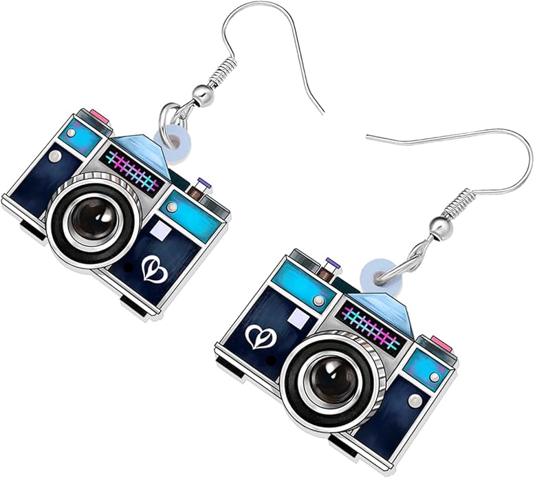 Acrylic Camera Earrings 80s 90s Camcorder Vintage Dangle Lightweight Jewelry Retro Digital Photography For Women Charm Gifts