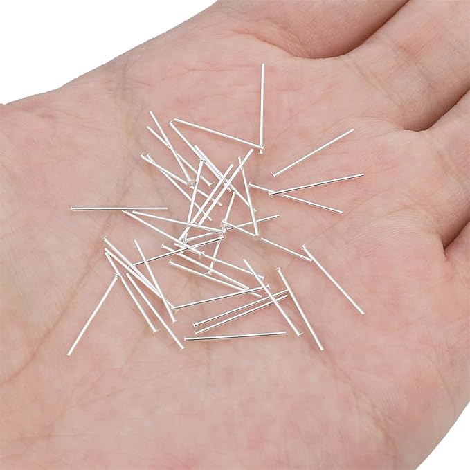 925 Sterling Silver Flat Head Pins 0.5x15mm 40pcs for Jewelry Making Findings