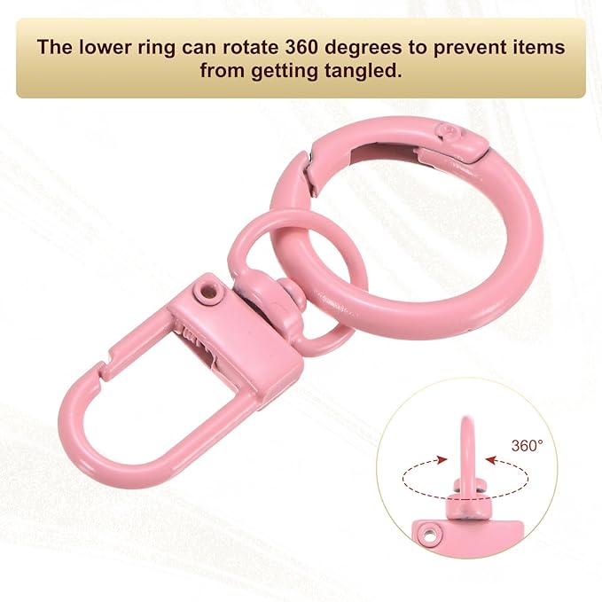 30-Pack Lobster Claw Clasp, Zinc Alloy Swivel Trigger Snaps Spring Clasps Hooks for Keychain Buckle/Lanyard/Straps/Purse, Spring Clasps Clips [Pink]