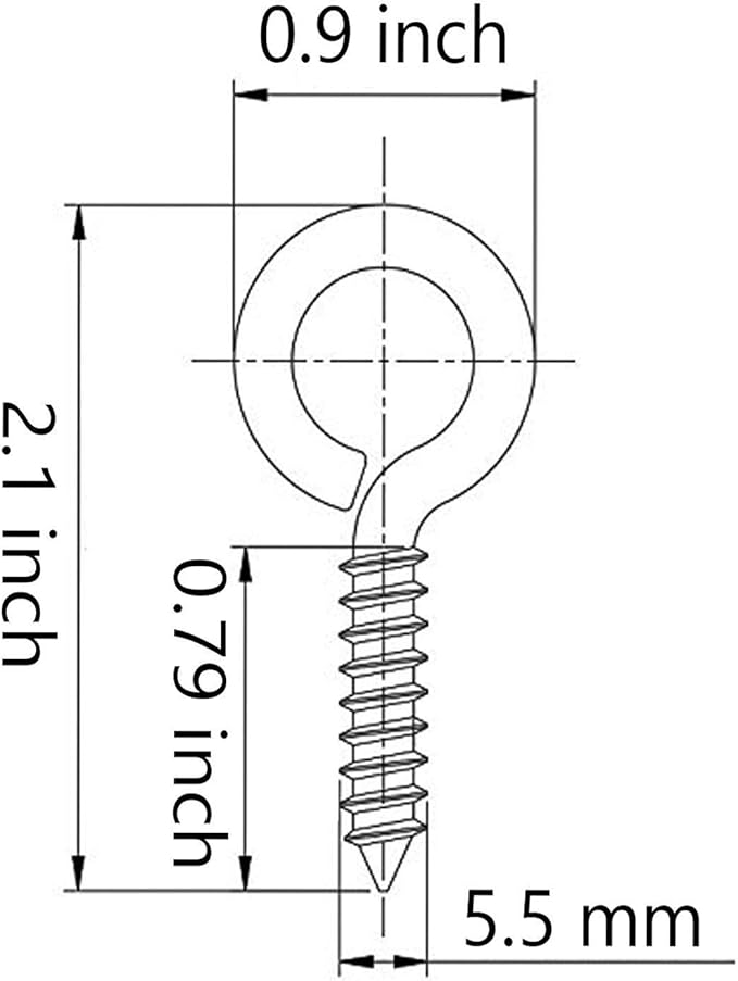 WANBAO 30 Pcs 2 inch Small Screw Eyes Metal Screw Hooks Ring Screws Fasteners Hardware Tools Silver.