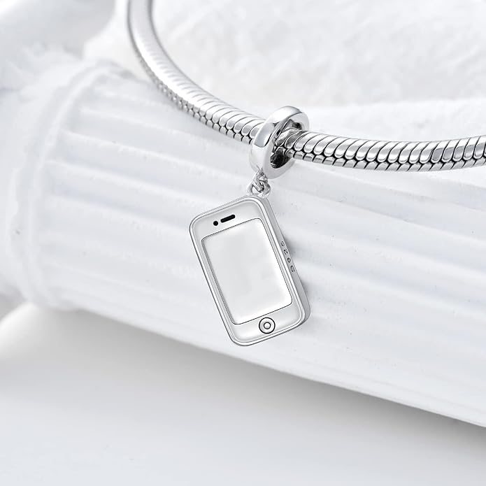 LONAGO 925 Sterling Silver Personalized Photo Charm Fit Snake Bracelet Necklace Customized Image Picture Bead for Women