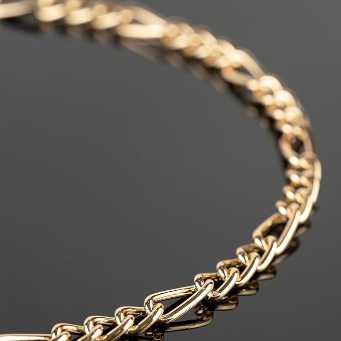 10 Meters Figaro Chain for Jewelry Making Gold Plated Aluminum Twisted Link Chains Roll with 50pcs Jump Rings + 20pcs Lobster Clasps