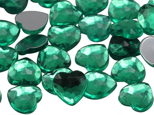 KraftGenius Allstarco 8mm Flat Back Heart Acrylic Rhinestones Tiny Face Gems Body Jewels Card Making Embelishments - 100 Pieces (Green Xmas JG02)