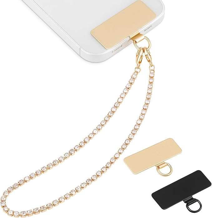 Bememo Phone Chain Wrist Strap Metal Phone Lanyard Wristlet Strap with 2 Tether Tabs Spacers Gifts for Xmas Traveling Walking