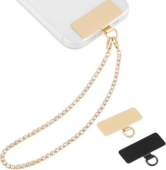 Bememo Phone Chain Wrist Strap Metal Phone Lanyard Wristlet Strap with 2 Tether Tabs Spacers Gifts for Xmas Traveling Walking