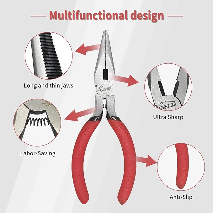2-Piece Mini Pliers Set – 5" Needle Nose Pliers & Flush Wire Cutters, High-Carbon Steel, Spring-Loaded, Anti-Rust Coating, Jewelry & Electronics Repair, Zip Ties, Crafts