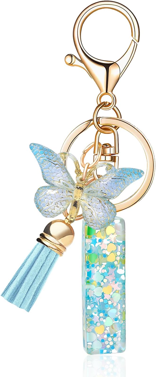 Fashion Alphabet Initial Letter Keychain Tassel Butterfly Pendant Key Ring for Purse Handbags Women Girl