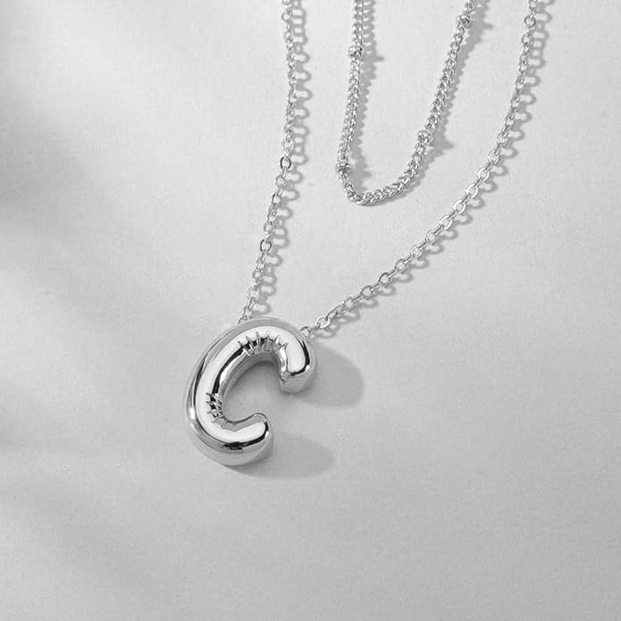 PANSHI Gold Initial Necklaces Gifts for Teen Girls Women Girlfriend Teen Girl Gifts Trendy Stuff Layered Bubble Letter Necklace Gold Jewelry Birthday Gift
