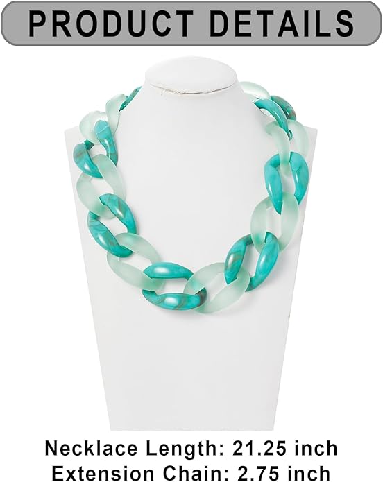 Firstmeet Chunky Acrylic Necklace Smooth Chain Link Cool Statement Choker Cuban Style Jewelry Gift for Women