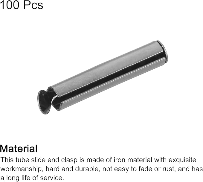 uxcell 100Pcs Slide on End Clasps, 20mm Tube Ball Bead Slider Crimp Ends for Multi-Strand DIY Craft Making, Metallic Black