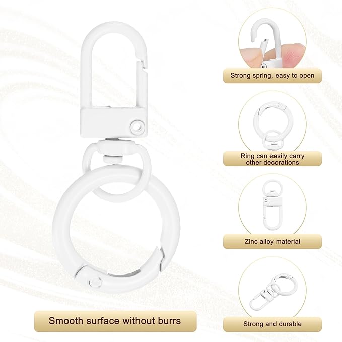 30-Pack Lobster Claw Clasp, Zinc Alloy Swivel Trigger Snaps Spring Clasps Hooks for Keychain Buckle/Lanyard/Straps/Purse, Spring Clasps Clips [White]