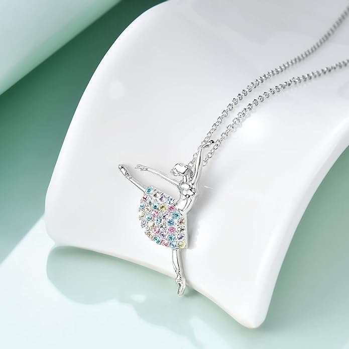 luomart Girls Necklace Ballerina Dance Recital Gifts for Women,Ballet Dancer Pendant Jewelry for Sister Mom Friends