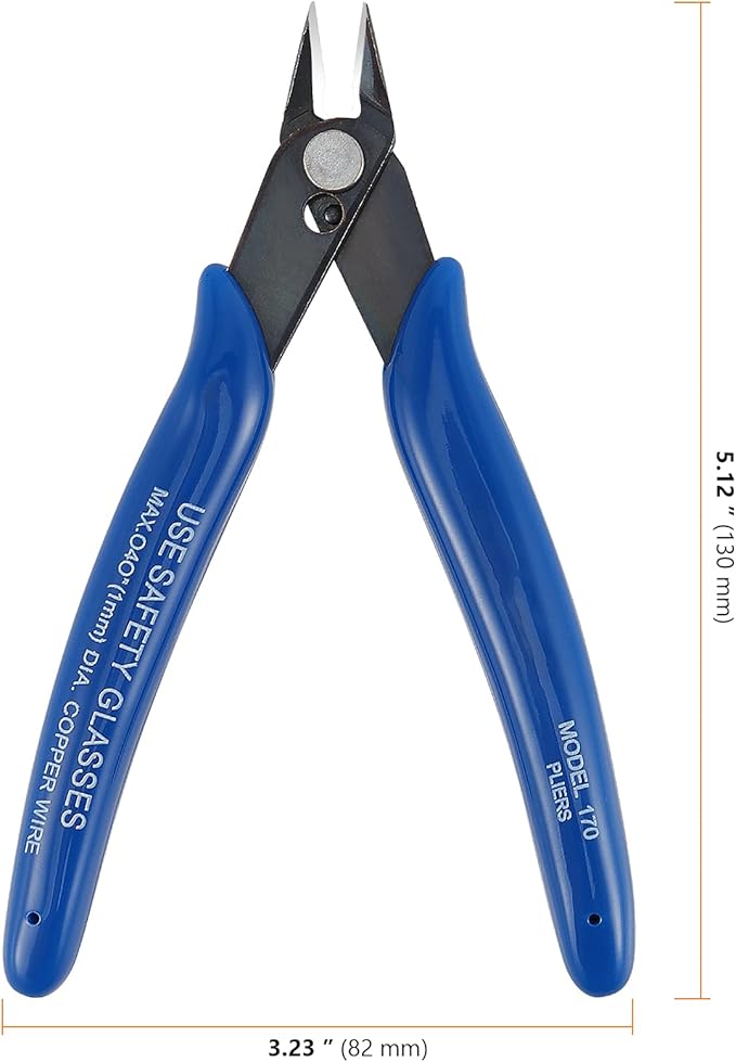 SEUNMUK 15 Pack 170 Flush Wire Cutter, 5 Inch Electronic Wire Flush Cutters, Small Precision Soft Wire Cutter, Micro Wire Cutters Blue Handle Professional Cutter Tools for Fine Cutting Needs